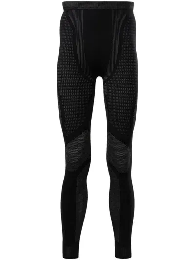 Reebok Ltd Baselayer Patterned-jacquard Leggings In Schwarz