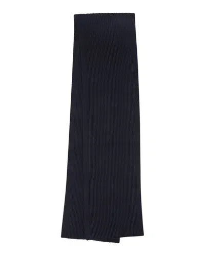 Reiss Black Chesterfield Ribbed Merino Scarf In Blue