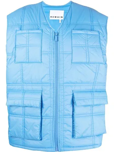 Remain V-neck Quilted Gilet In Blue