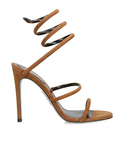 René Caovilla Suede Cleo Sandals 105 In Brown