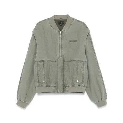 Represent Inset Sleeve Bomber Jacket In Green