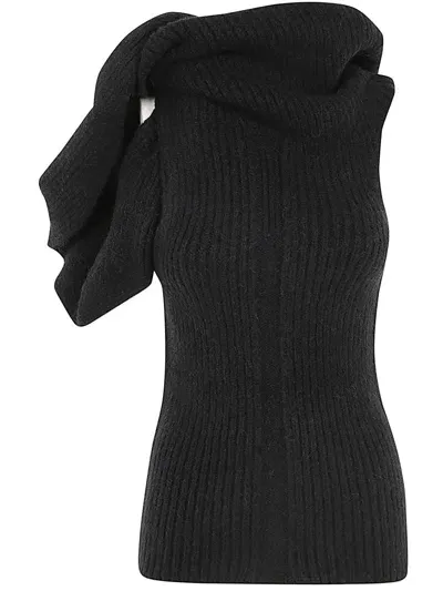 Rick Owens Banded Tshirt Knit Top Clothing In Black