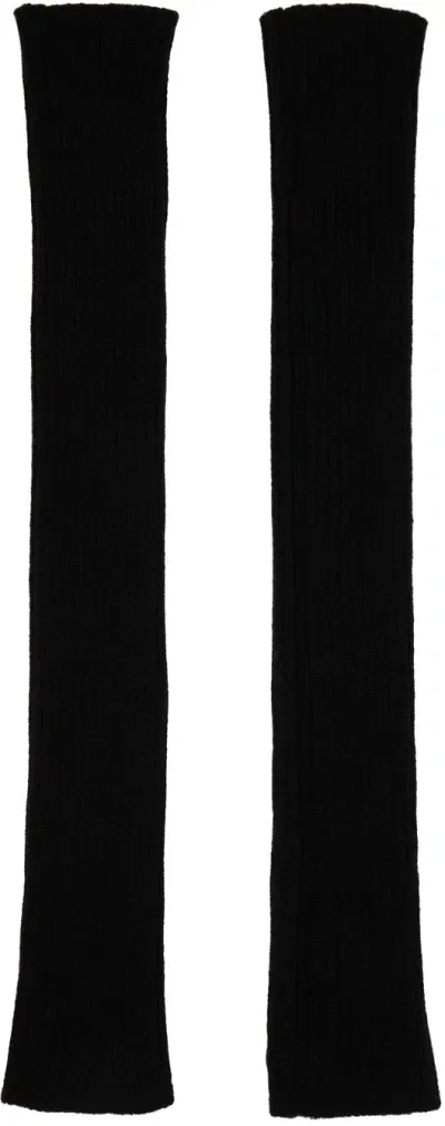 Rick Owens Black Porterville Ribbed Arm Warmers In 09 Black