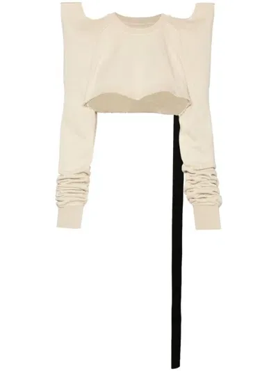 Rick Owens Drkshdw Structured-shoulders Cropped Sweatshirt In Brown