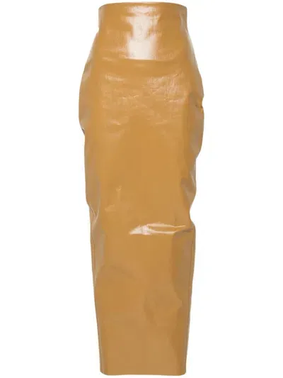 Rick Owens Pillar Maxi Skirt In Yellow