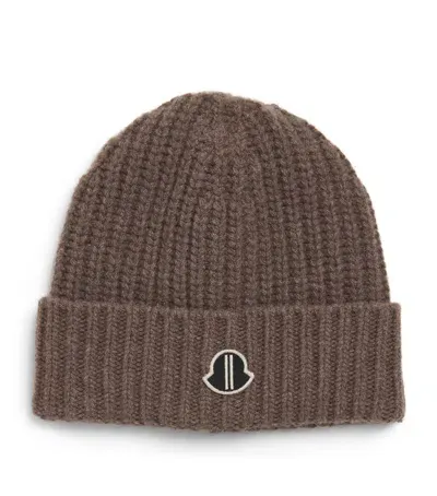 Rick Owens X Moncler Virgin Wool-cashmere Beanie In Grey