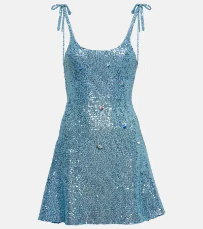 Roberta Einer Sequined Minidress In Blue