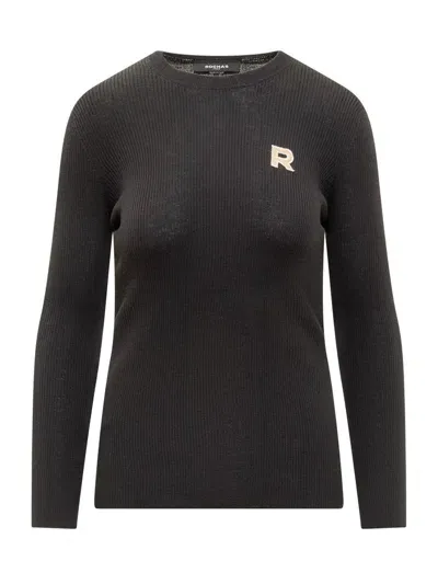 Rochas Logo Patch Ribbed In Black