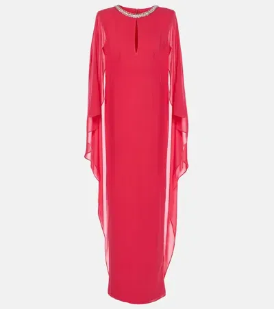 Roland Mouret Embellished Silk Chiffon Gown In Red