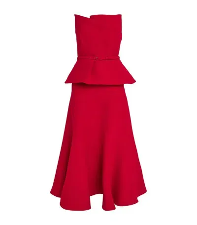 Roland Mouret Wool-silk Midi Dress In Red