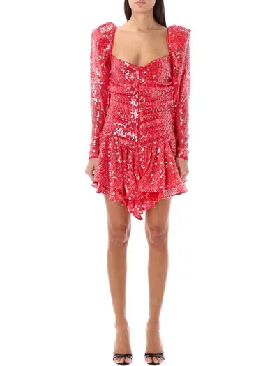 Rotate Birger Christensen Mini Dress Lace Sequin In Red