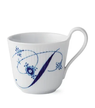 Royal Copenhagen Porcelain Fluted Alphabet Mug In Blue