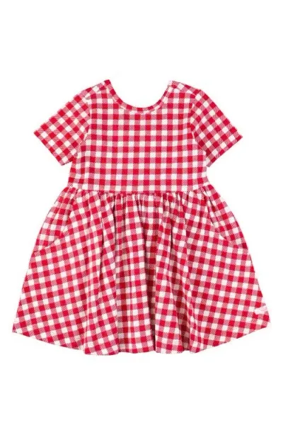 Rufflebutts Babies'  Gingham Cotton Dress In Red Gingham