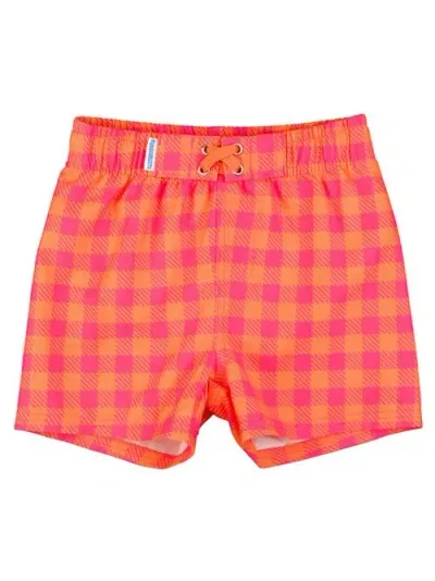 Ruggedbutts Kids'  Boys Upf50+ Swim Trunks In Sunset Sorbet Gingham