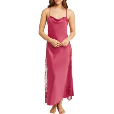 Rya Collection Darling Satin & Lace Nightgown In Lipstick