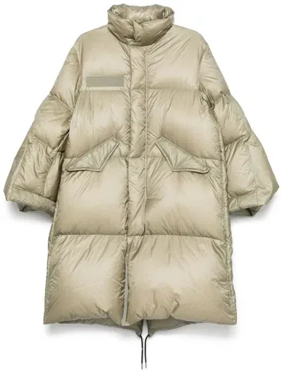 Sacai Midi Puffer Jacket In Brown