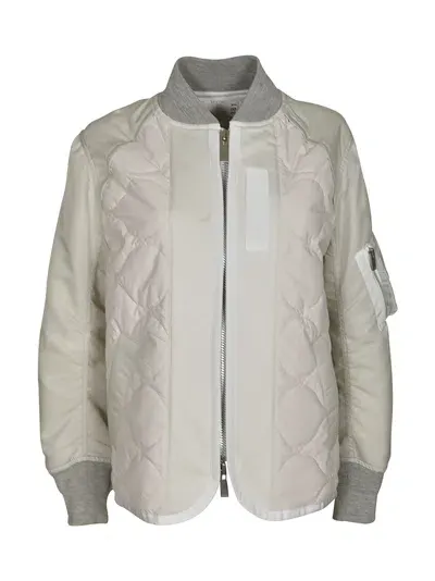 Sacai Quilted Zip Jacket In Gray