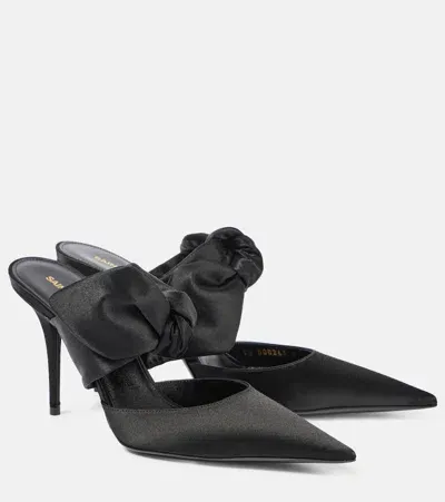 Saint Laurent Barbara 90 Satin Mules In Black