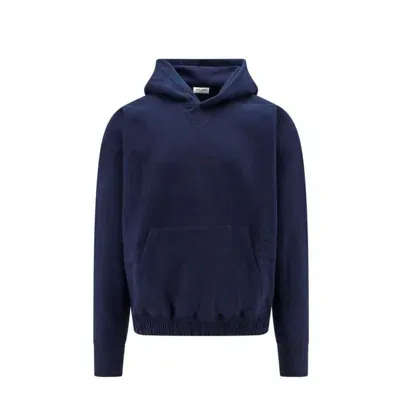 Saint Laurent Cotton Fleece Sweatshirt In Blue