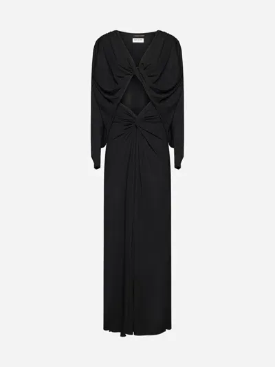 Saint Laurent Cut-out Long-sleeved Dress In Black