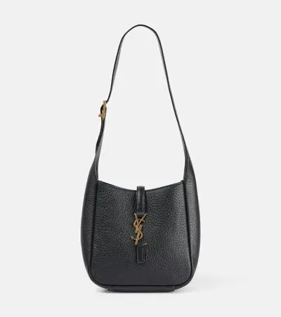 Saint Laurent Le 5 À 7 Mini Textured-leather Shoulder Bag In Black