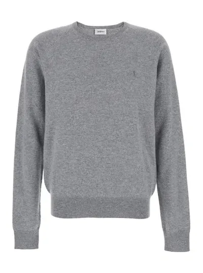 Saint Laurent Pull Col Rond In Grey