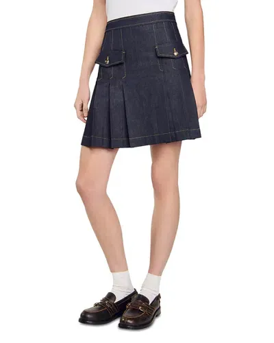 Sandro Officer Skirt In Deep Blue