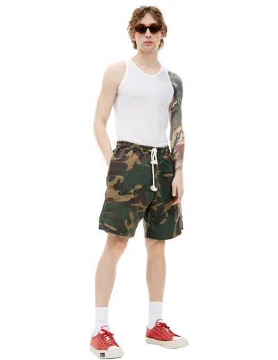 Satoshi Nakamoto Camo Moto Shorts In Green