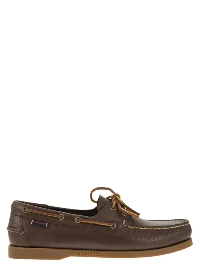 Sebago Portland - Moccasin With Grained Leather In Brown