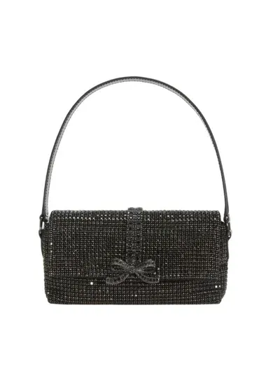 Self-portrait Black Rhinestone Mesh Baguette Bag