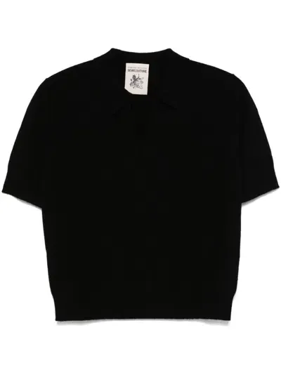 Semicouture Knitted Polo Shirt In Black