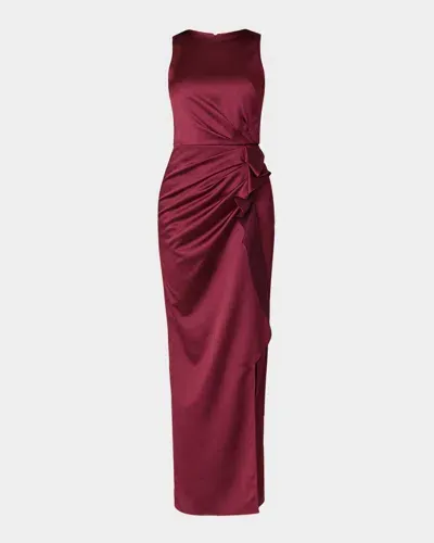 Shoshanna Satin Column Dress In Bordeaux