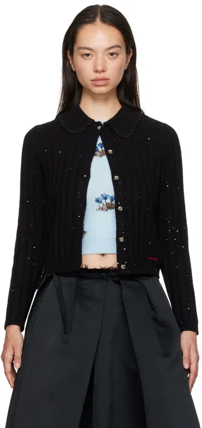 Shushu-tong Black Sequins Cardigan In Ba100 Black