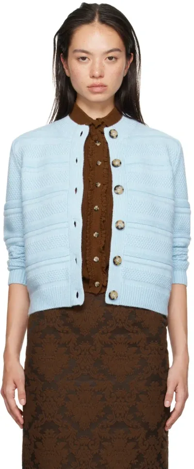 Shushu-tong Blue Decorative Button Cardigan In Bu100 Blue