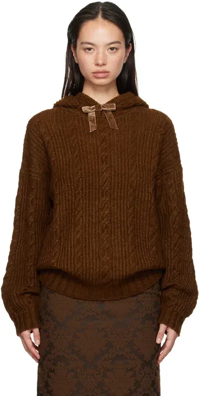 Shushu-tong Brown Cable-knit Hoodie In Bn100 Brown