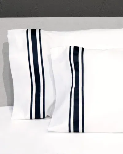 Signoria Firenze Tivoli Pillowcases, Set Of 2 Kg In White/dark Blue