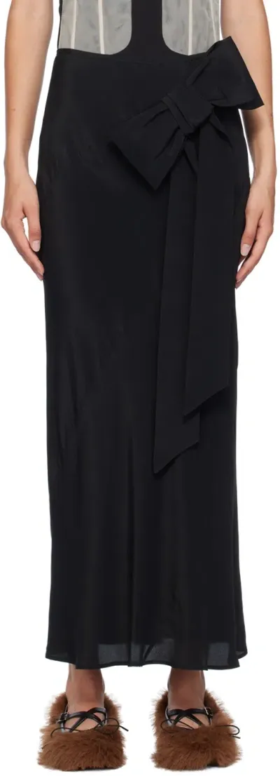 Simone Rocha Black Bow Spiral Midi Skirt