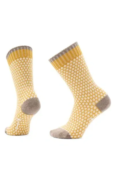 Smartwool Everyday Popcorn Polka Dot Merino Wool Blend Crew Socks In Honey Gold