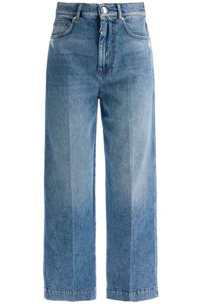 Sportmax Kirin Cotton Denim Wide Leg Jeans In Blue