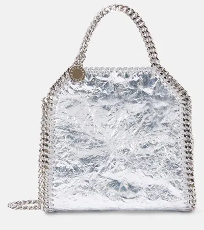 Stella Mccartney Falabella Mini Metallic Shoulder Bag In Grey