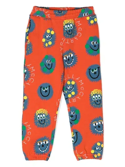 Stella Mccartney Kids' Monster Print Organic Cotton Sweatpants In Multicolor