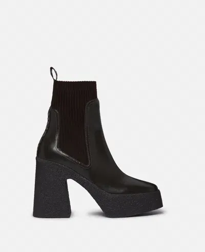 Stella Mccartney Skyla Heeled Sock Boots In Pitch Black