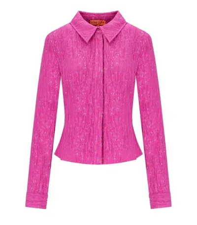 Stine Goya Lilla Fuchsia Pleated Stretch Shirt In Pink