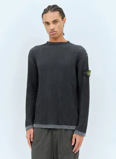 Stone Island Dual-tone Sweater In Black