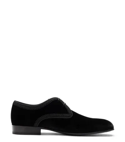 Stuart Weitzman Men's Alastar Fabric-trim Leather Derby Shoes In Black