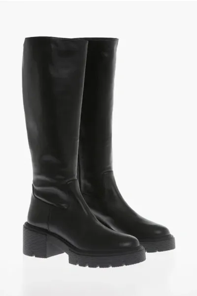 Stuart Weitzman Knee-length Soho Leather Boots With Carrion Sole