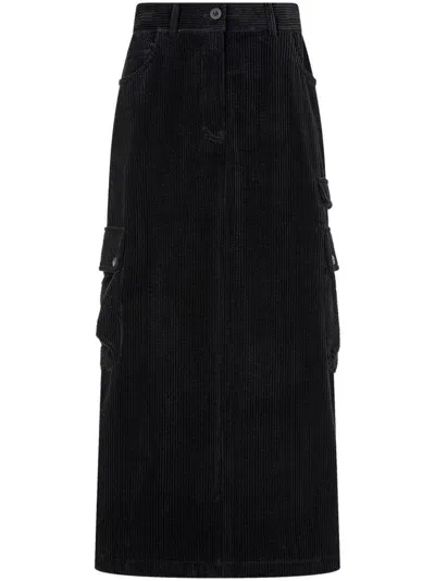 Studio Tomboy Corduroy Cargo Skirt In Black