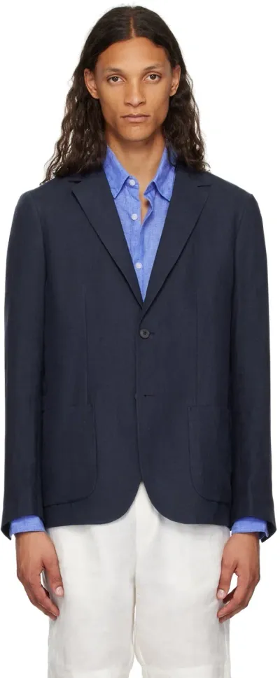 Sunspel Navy Lightweight Blazer In Light Navy