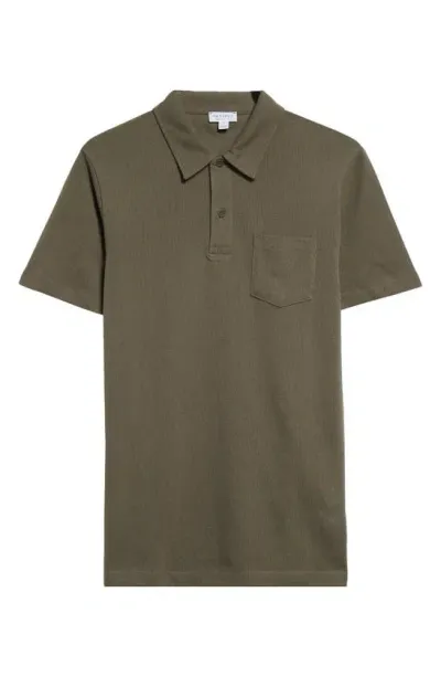 Sunspel Riviera Cotton Polo In Khaki24