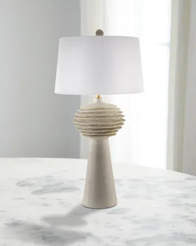 Surya Terra Strata 30" Painted Table Lamp With Linen Shade In White